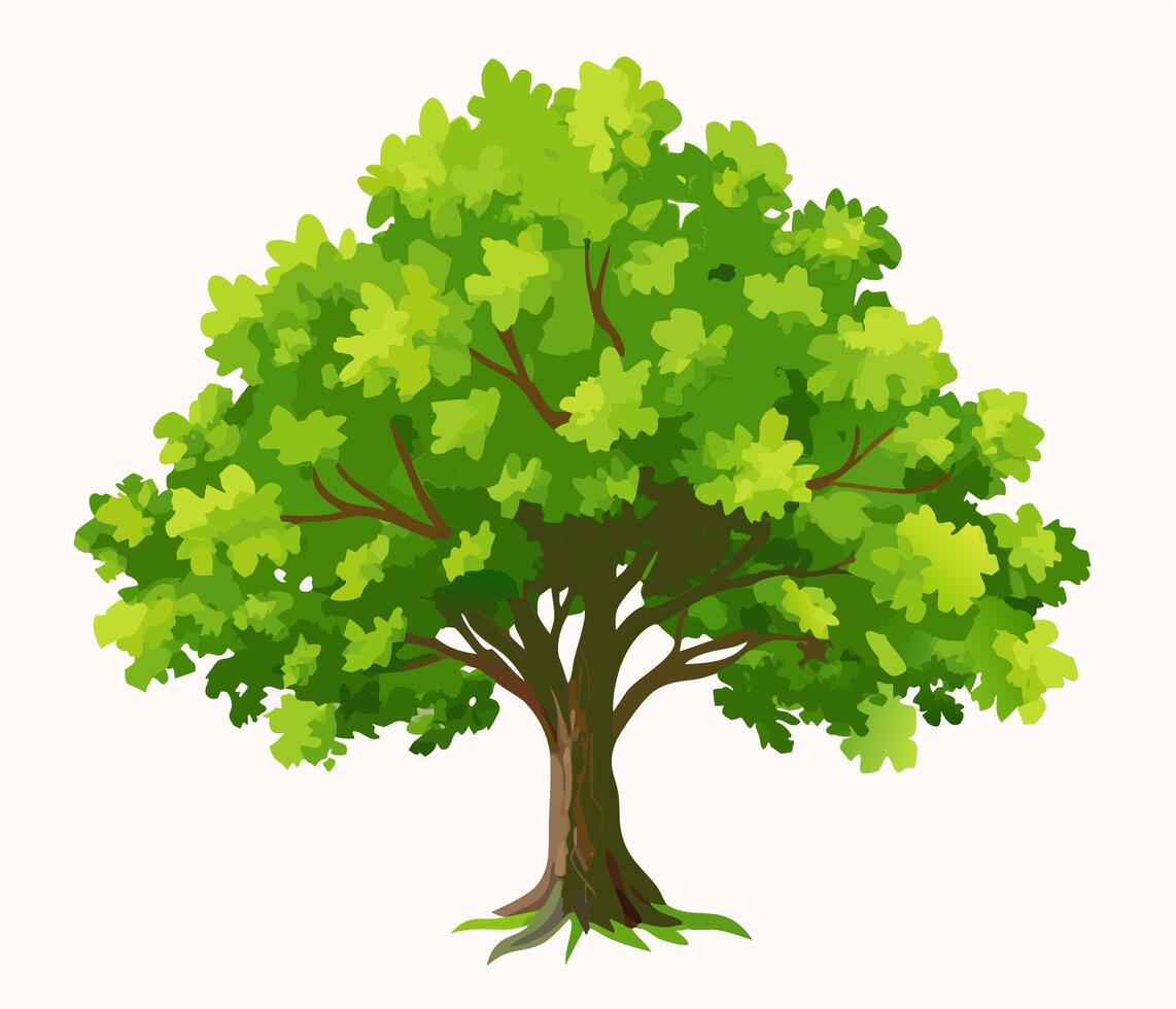 Lush Green Tree Isolated on White Background vector