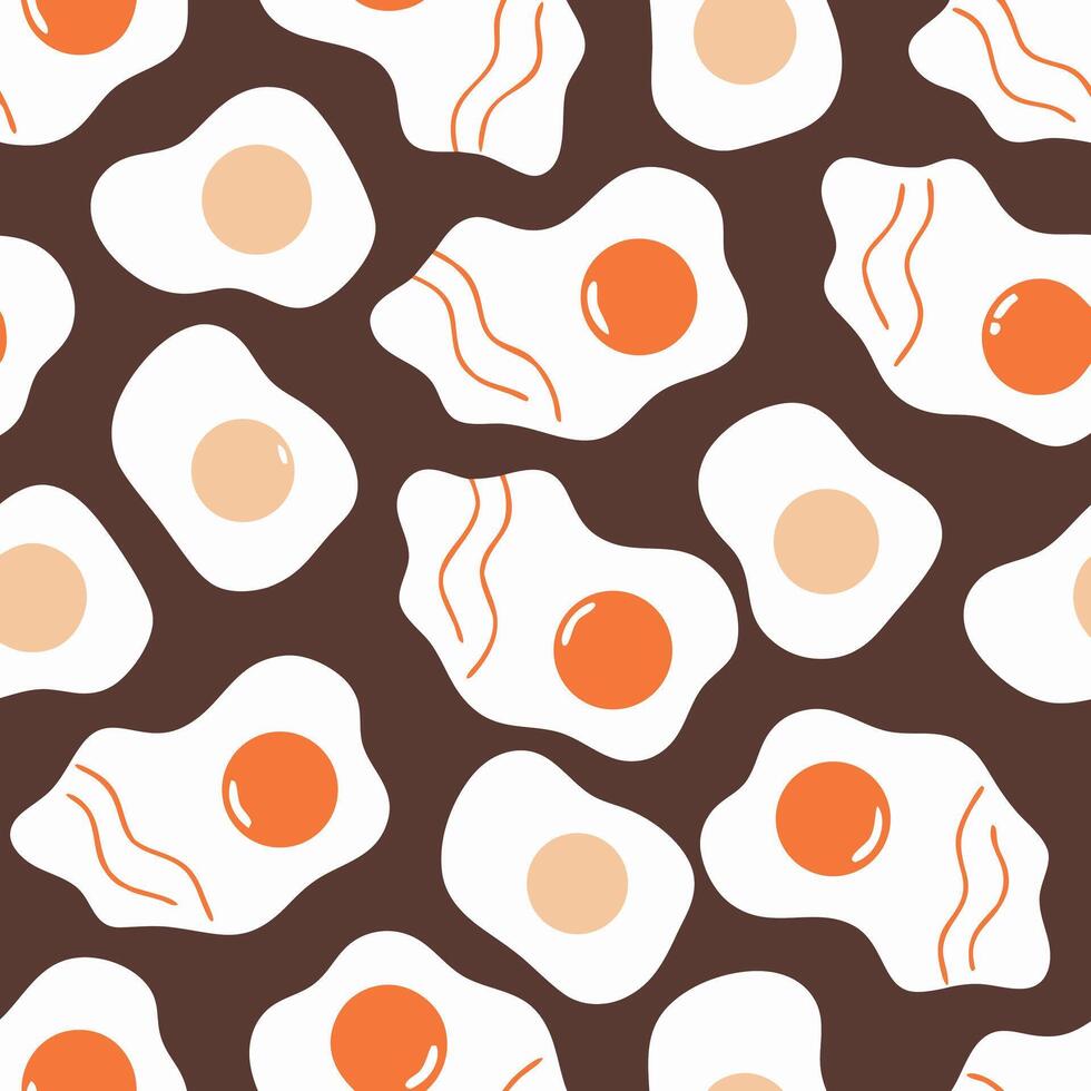Cute Fried Eggs Breakfast Pattern Background vector