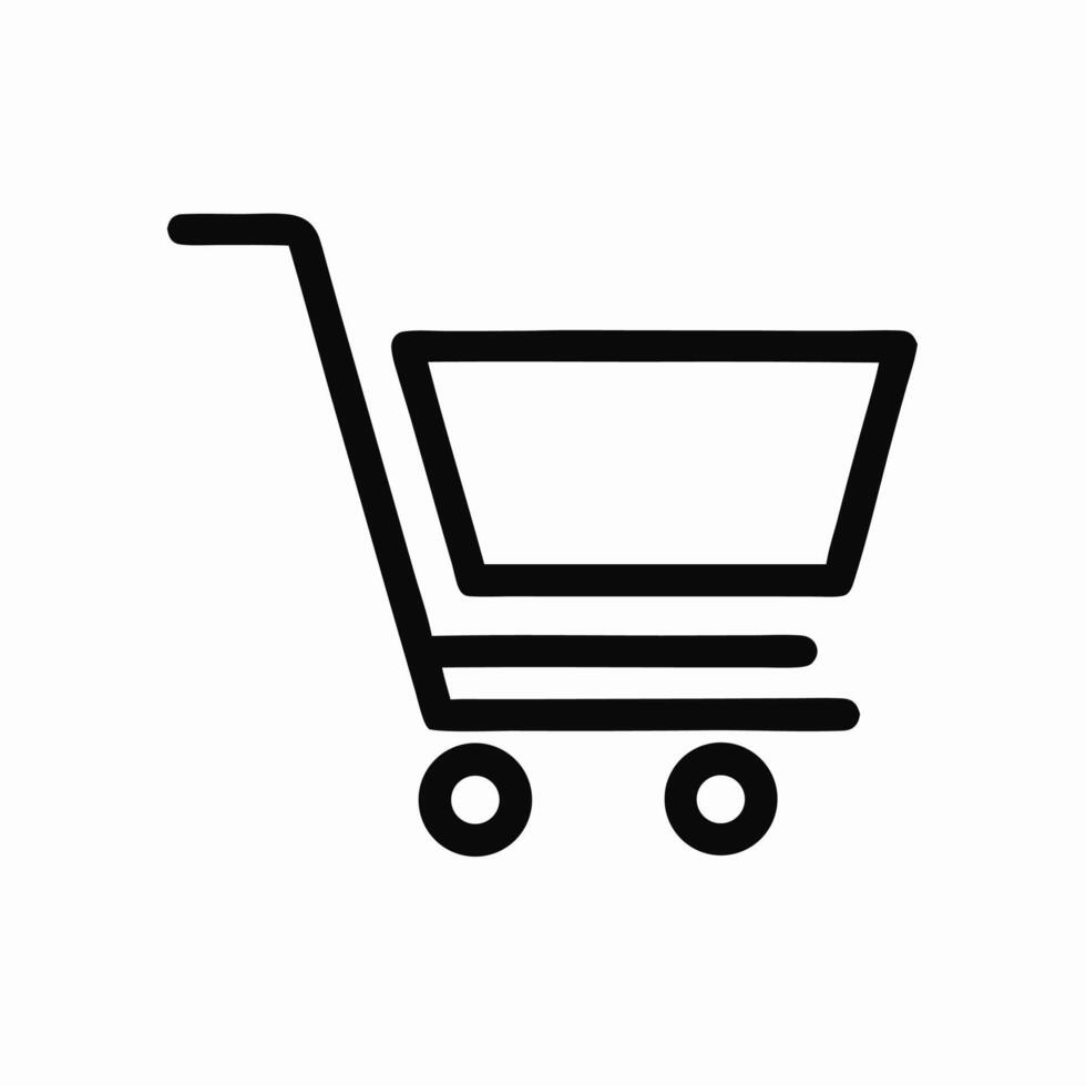 Shopping Cart Icon Black Outline, Simple Design vector