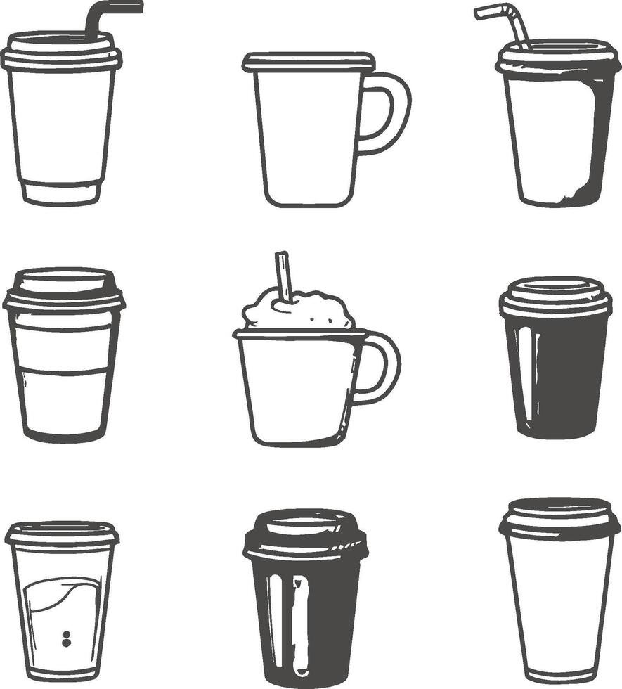 Hand-Drawn Beverage Containers Collection for Unique Illustrations vector