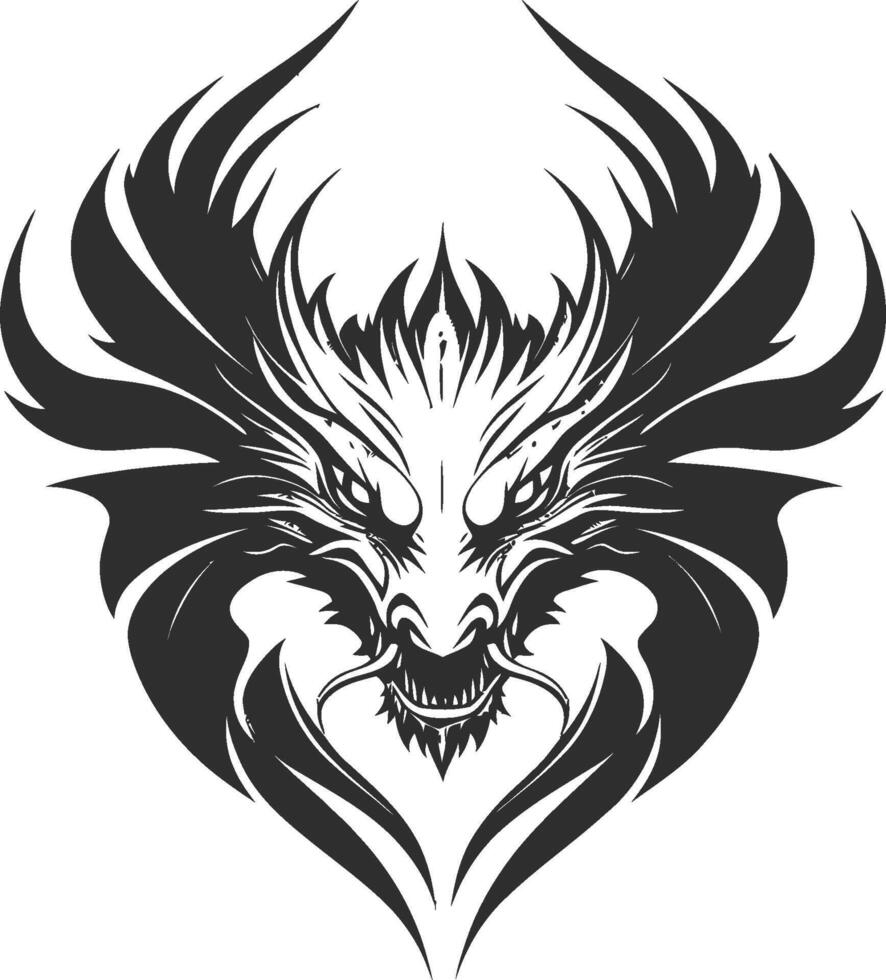 Intricate Black and White Dragon Illustration with Stylish Details vector