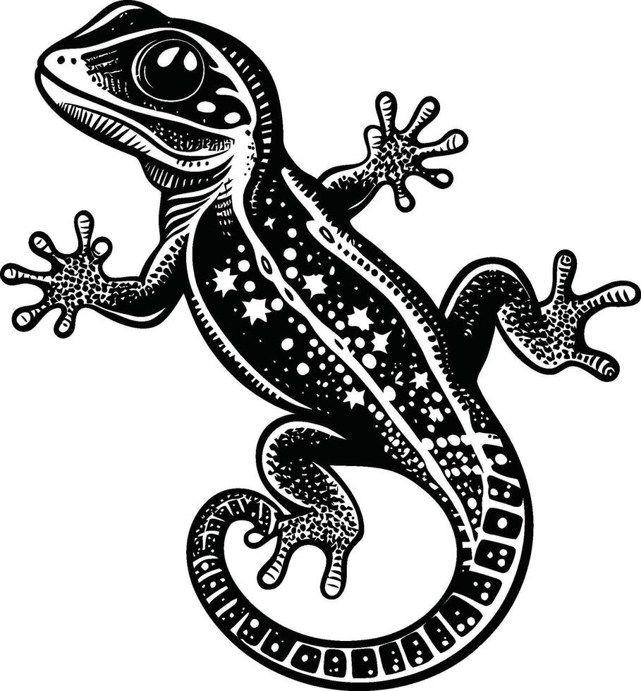 Detailed Illustration of a Lizard with a Starry Design in Style vector