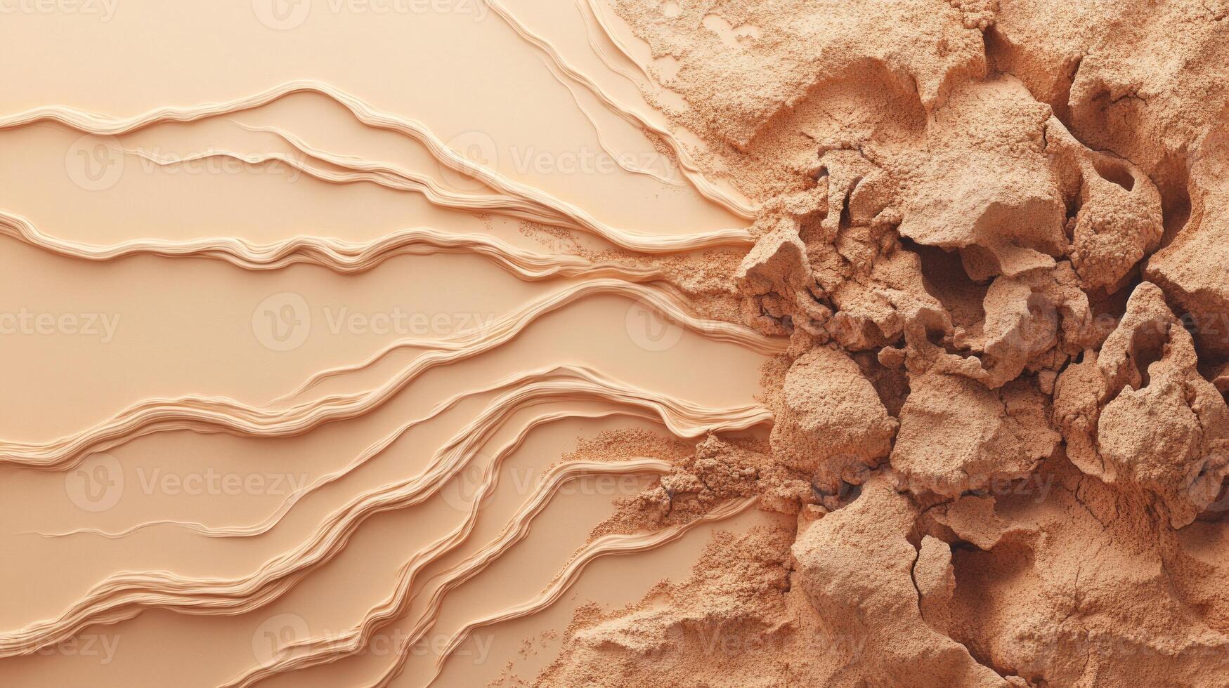 Artistic arrangement of sand and clay forms intricate patterns against a beige backdrop, showcasing an engaging design perfect for creative projects and backgrounds photo