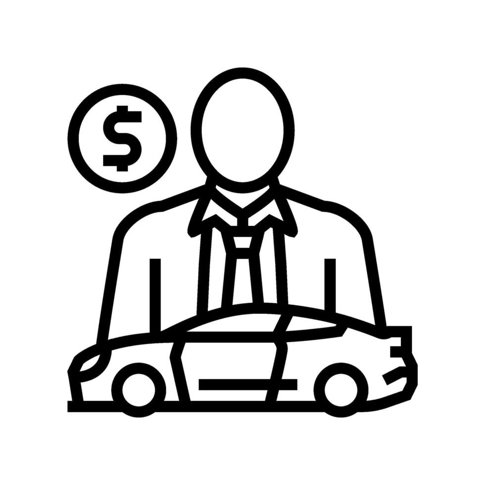 salesperson car dealership line icon illustration vector