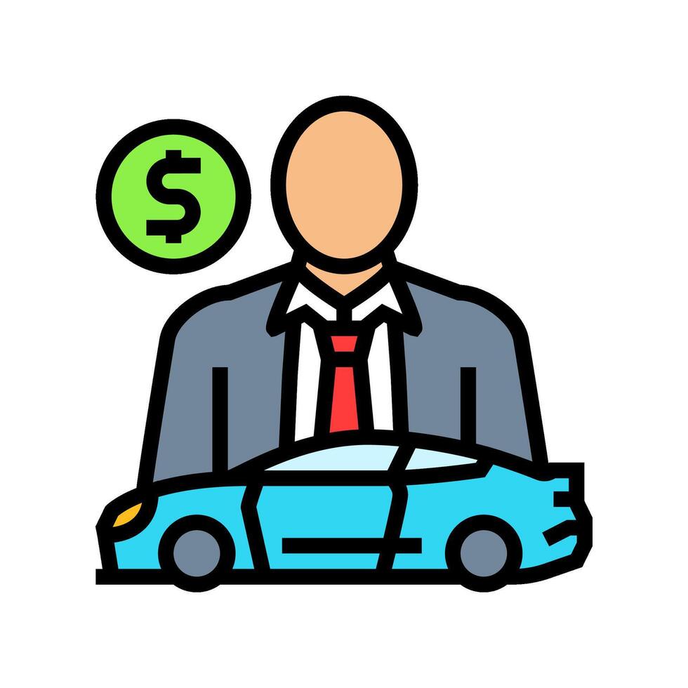 salesperson car dealership color icon illustration vector