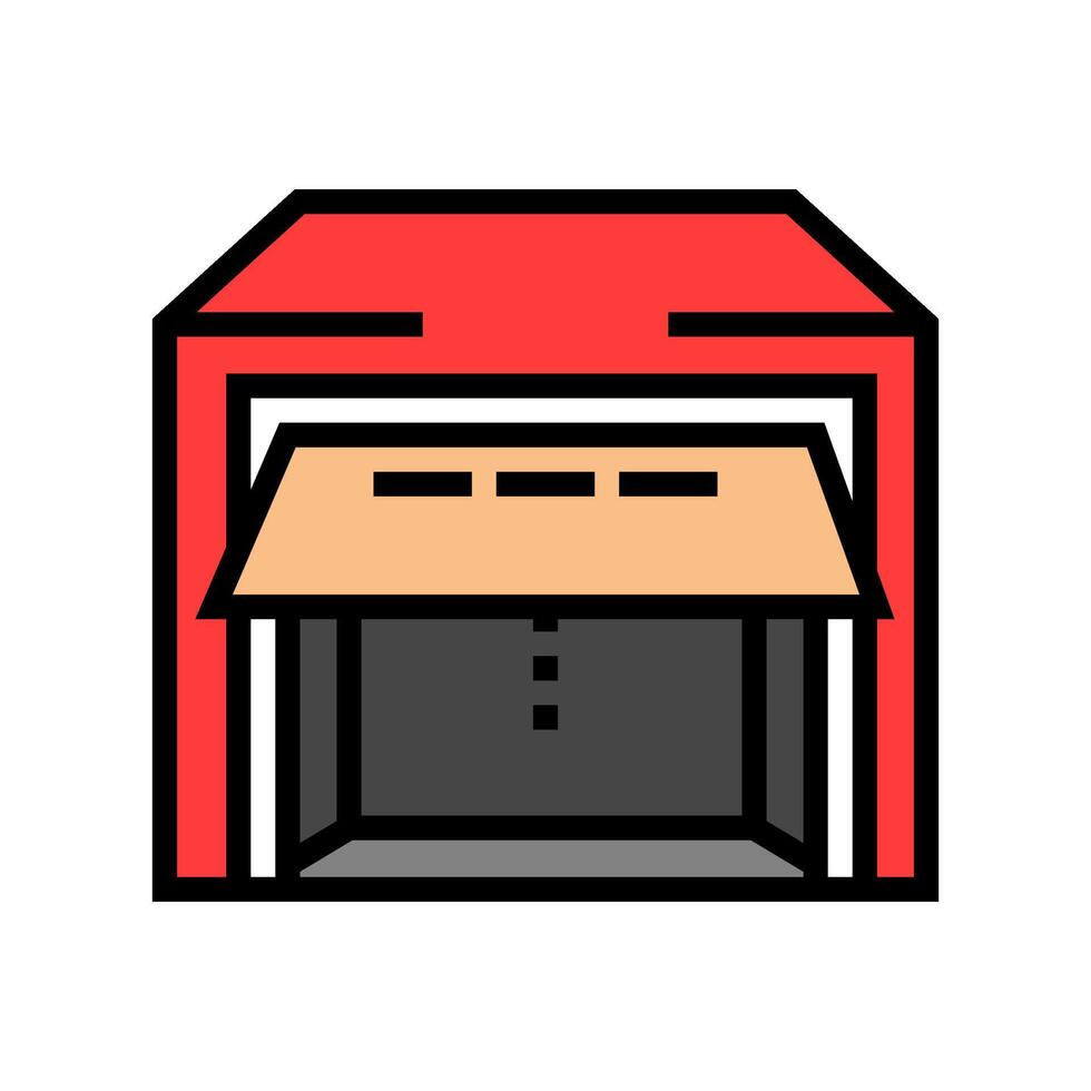 garage exterior open door color icon illustration vector