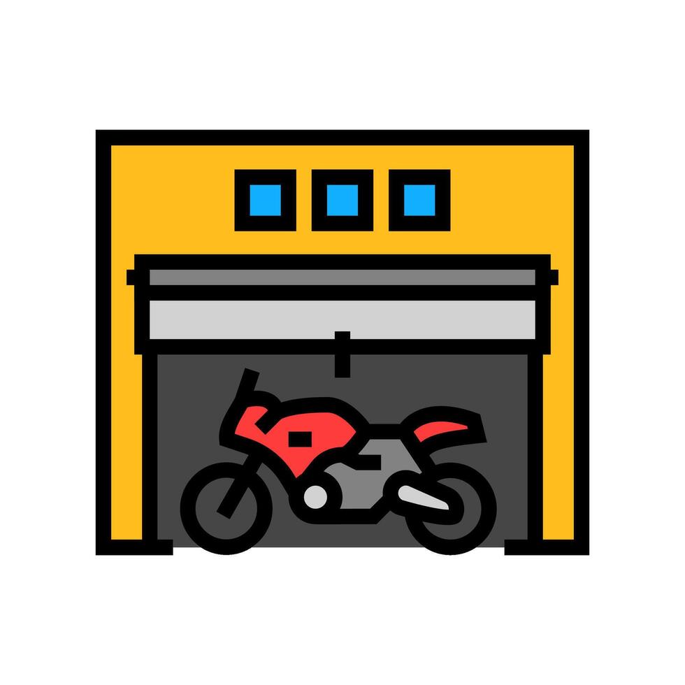 motorcycle garage color icon illustration vector