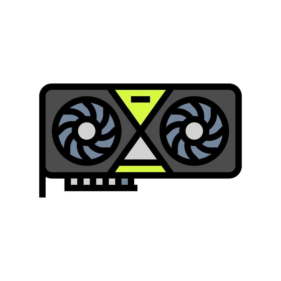 high performance graphics card gaming pc color icon illustration vector