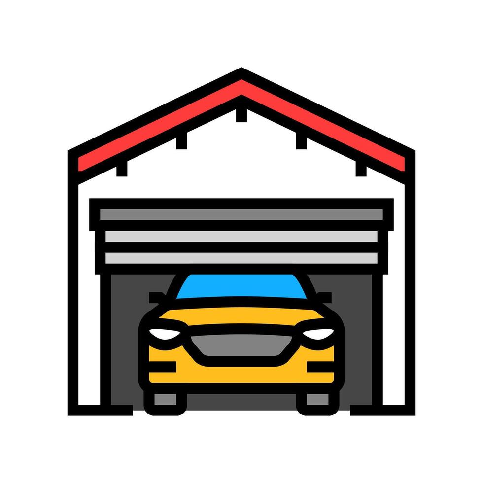 car inside garage color icon illustration vector