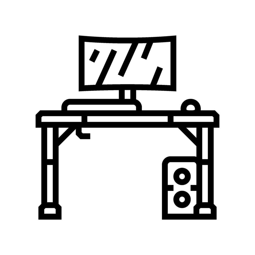 desk setup gaming pc line icon illustration vector