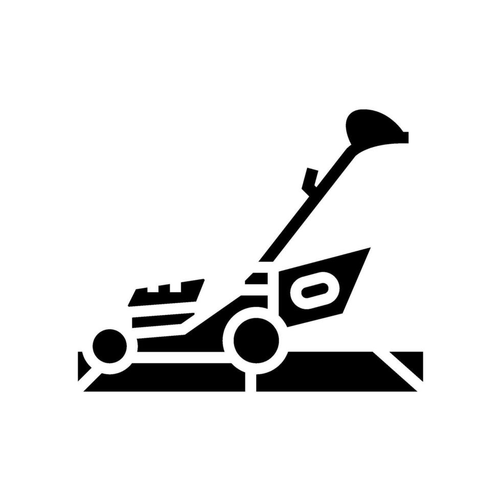 lawnmower stored garage glyph icon illustration vector