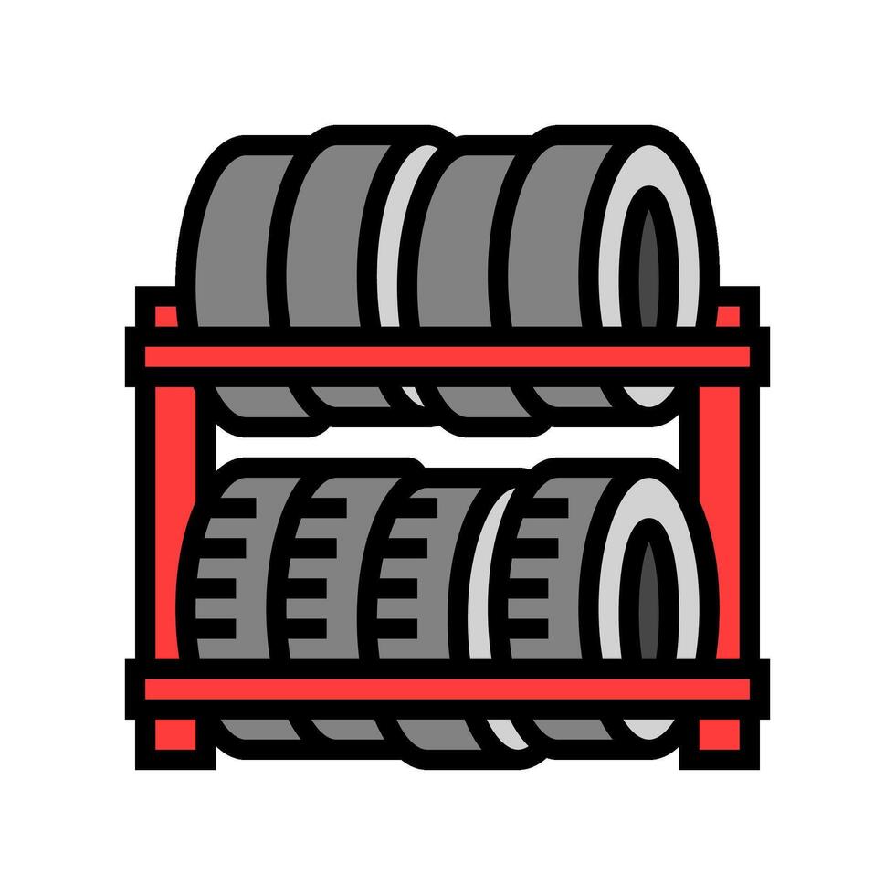 spare tires stacked garage color icon illustration vector