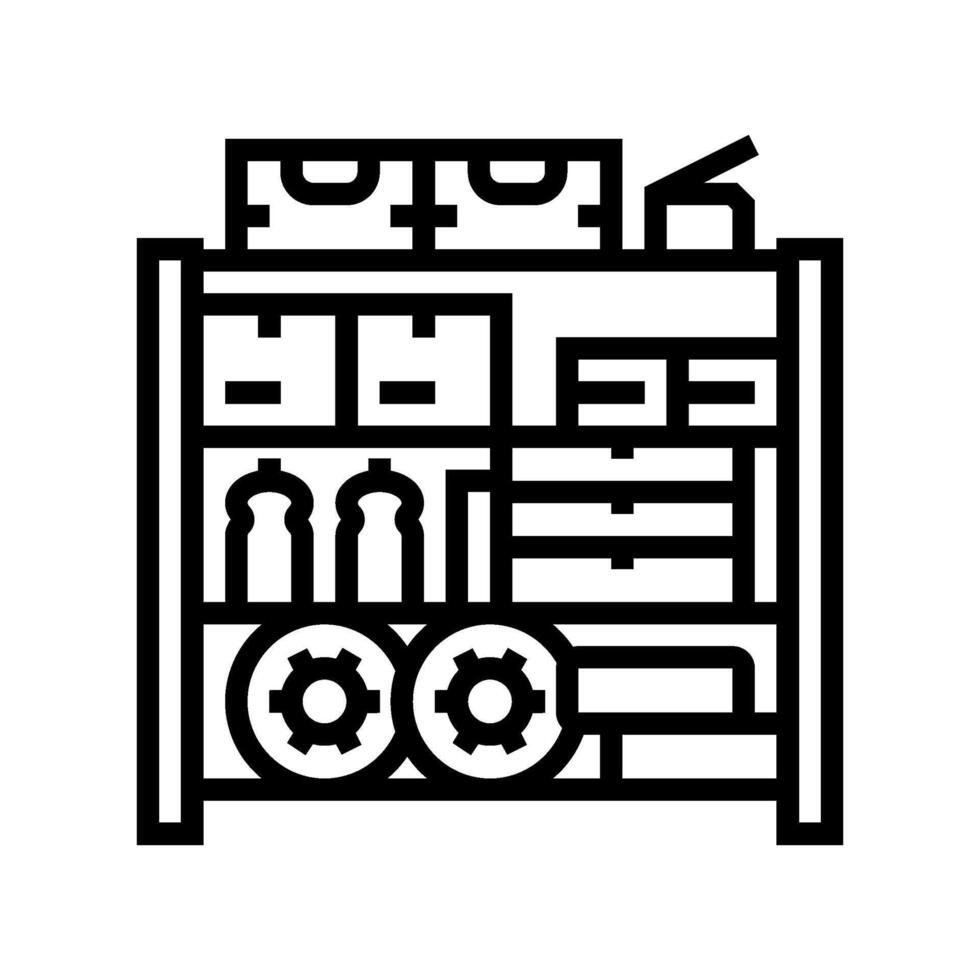 garage storage shelves line icon illustration vector