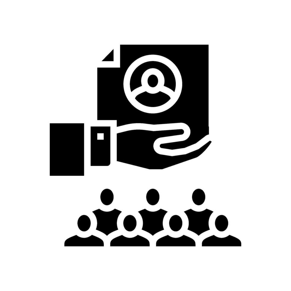 personalized recruitment outreach head hunting glyph icon illustration vector