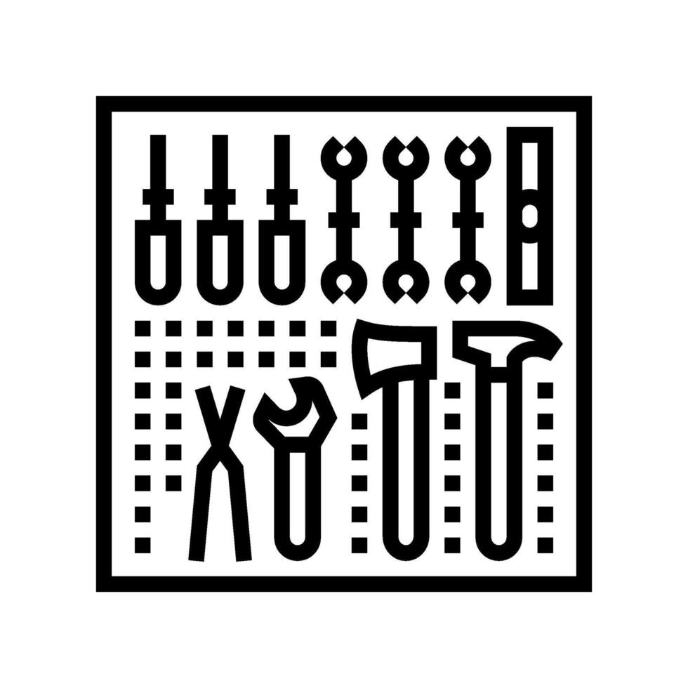 pegboard hand tools garage line icon illustration vector