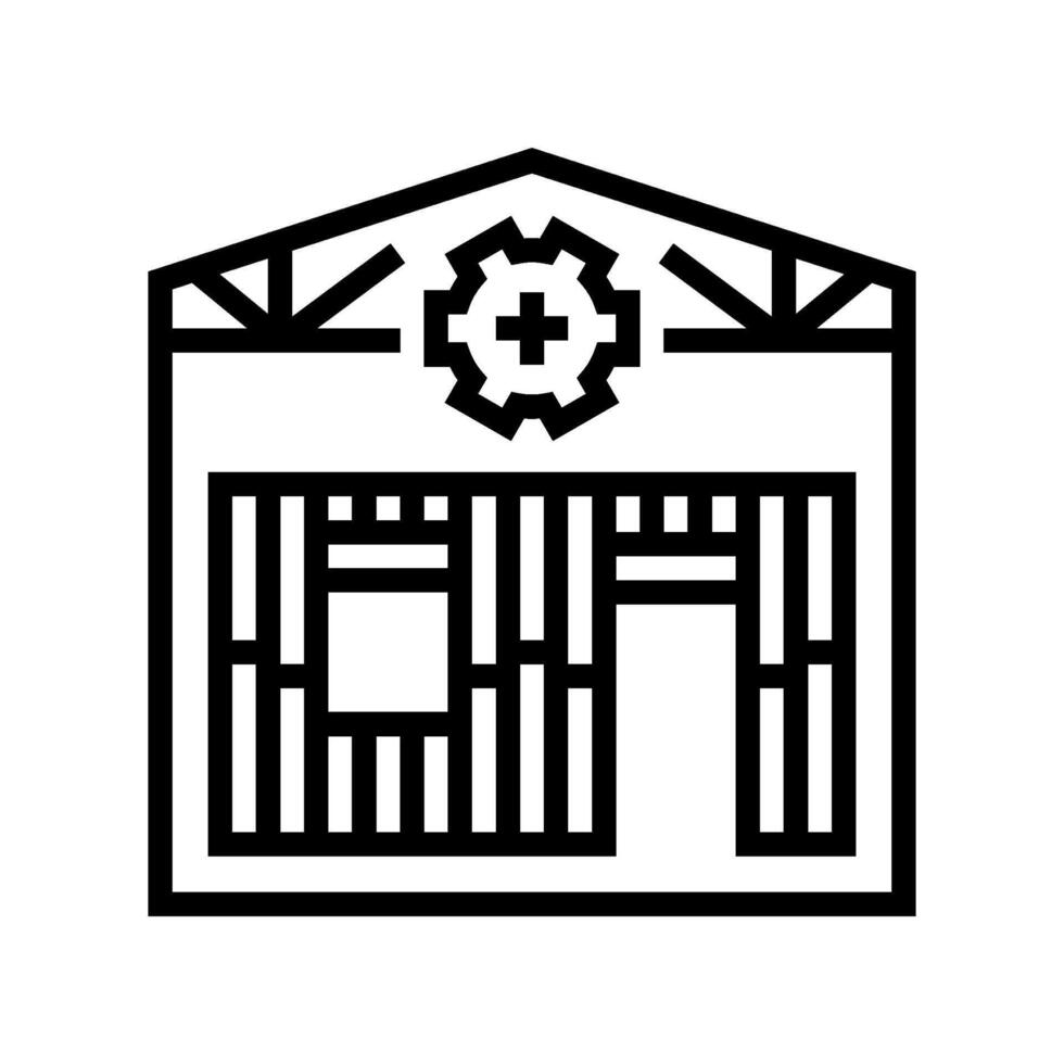 timber framing workshop wood frame line icon illustration vector