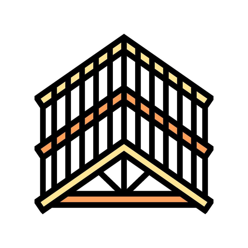 roof framing wood frame house color icon illustration vector