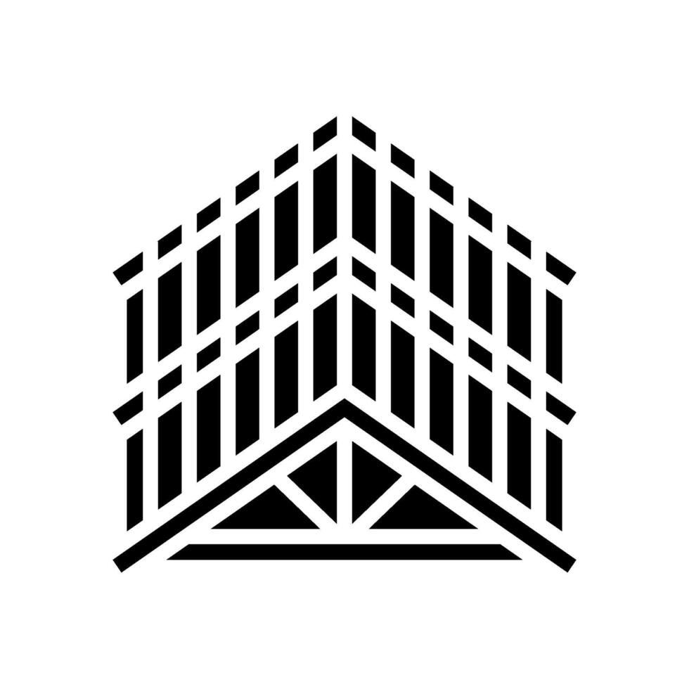 roof framing wood frame house glyph icon illustration vector