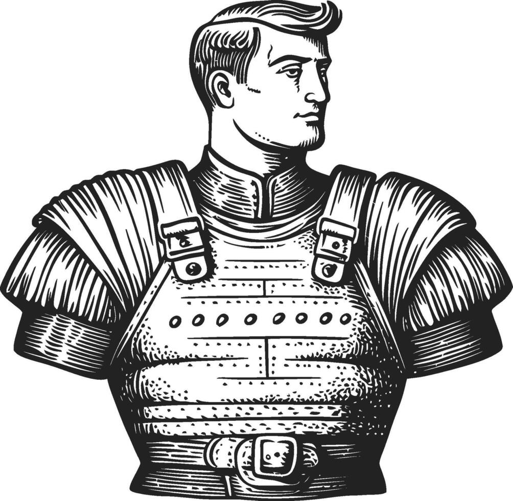 Detailed Illustration of a Historical Armor-Clad Warrior Figure vector
