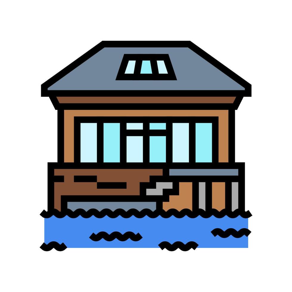 lakeside cabin wooden color icon illustration vector