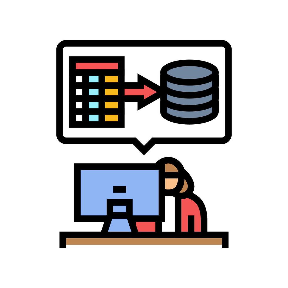 data entry administrative assistant color icon illustration vector