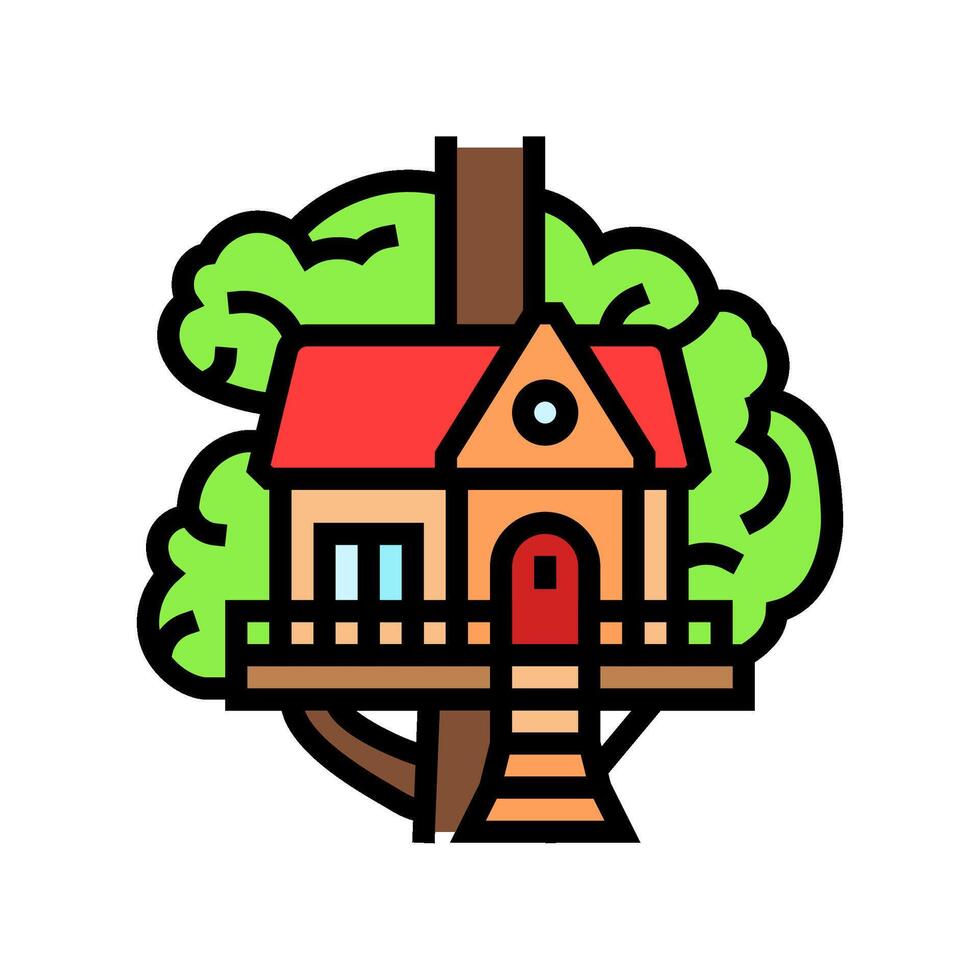treehouse cabin wooden color icon illustration vector