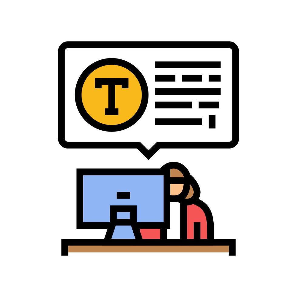 typing computer office assistant color icon illustration vector
