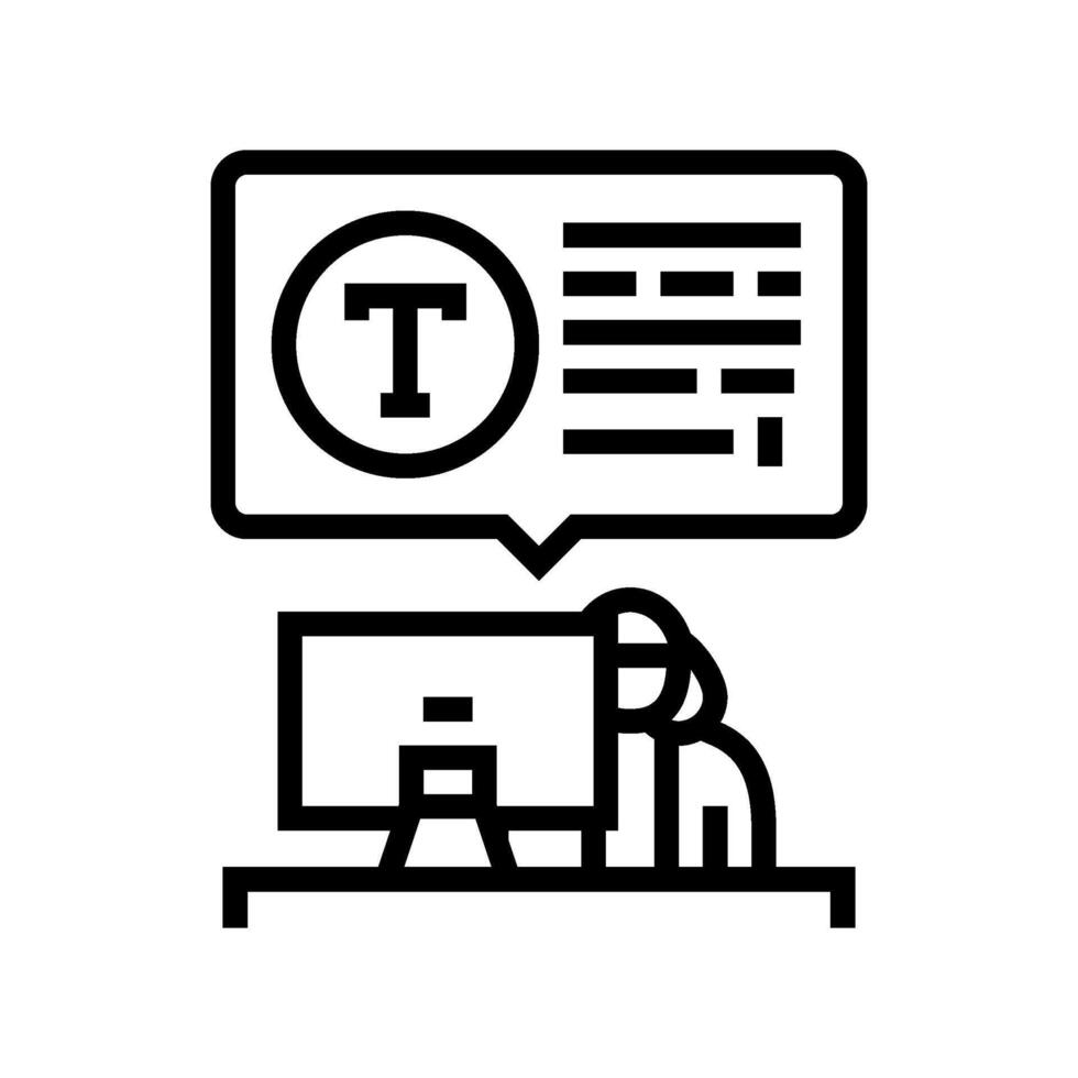 typing computer office assistant line icon illustration vector