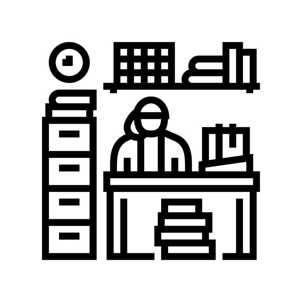 record keeping office assistant line icon illustration vector