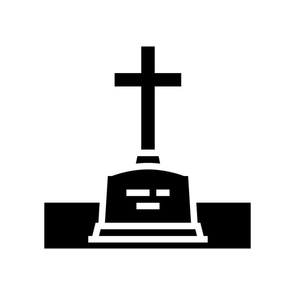 gravestone cross mortality glyph icon illustration vector