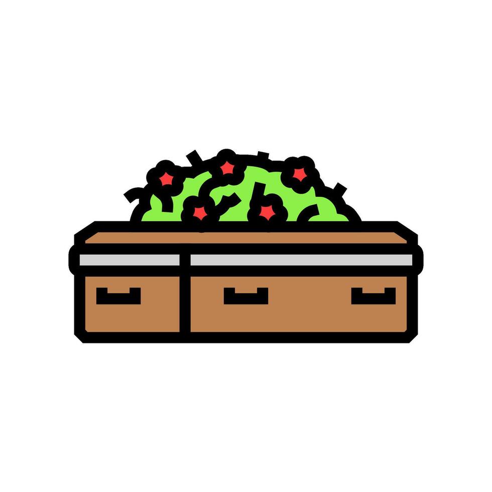 coffin flowers mortality color icon illustration vector
