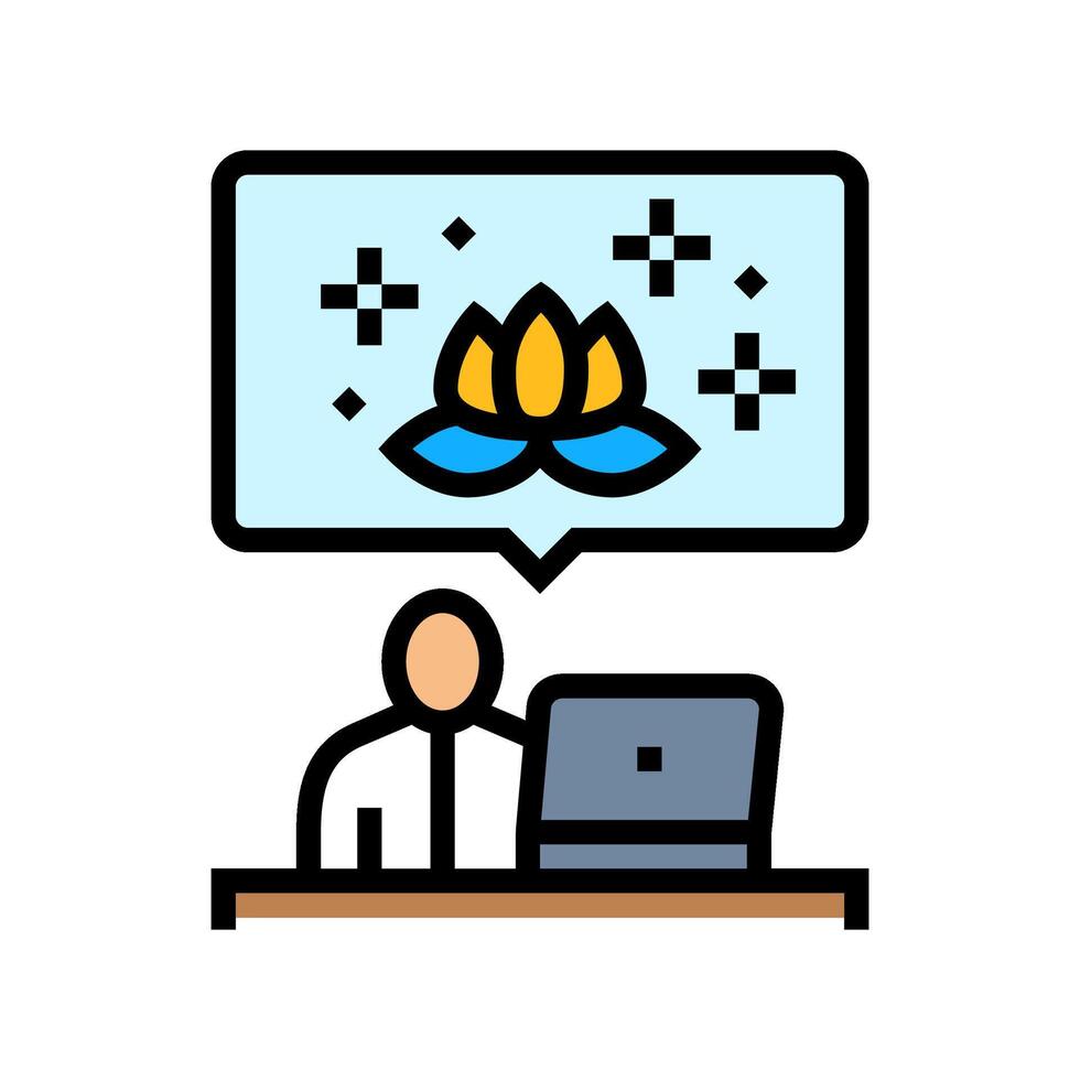 meditation and mindfulness employee health color icon illustration vector
