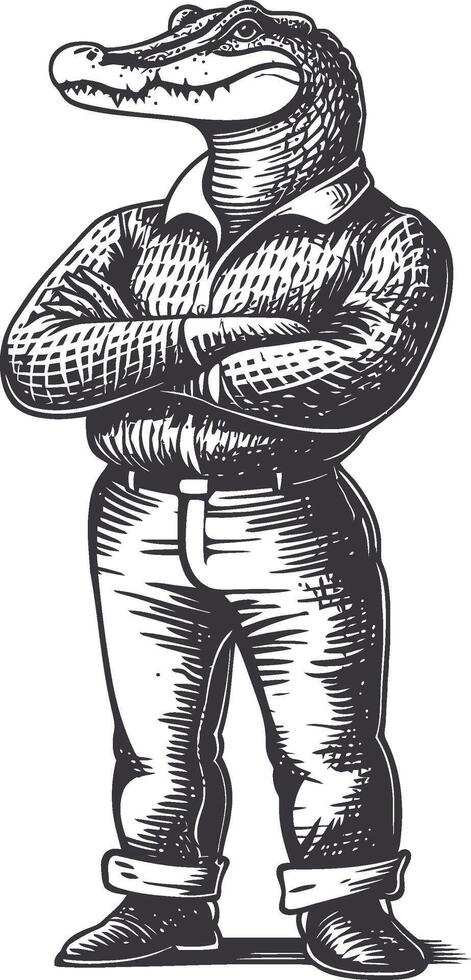 Detailed Illustration of a Gator Character in a Proud Stance vector