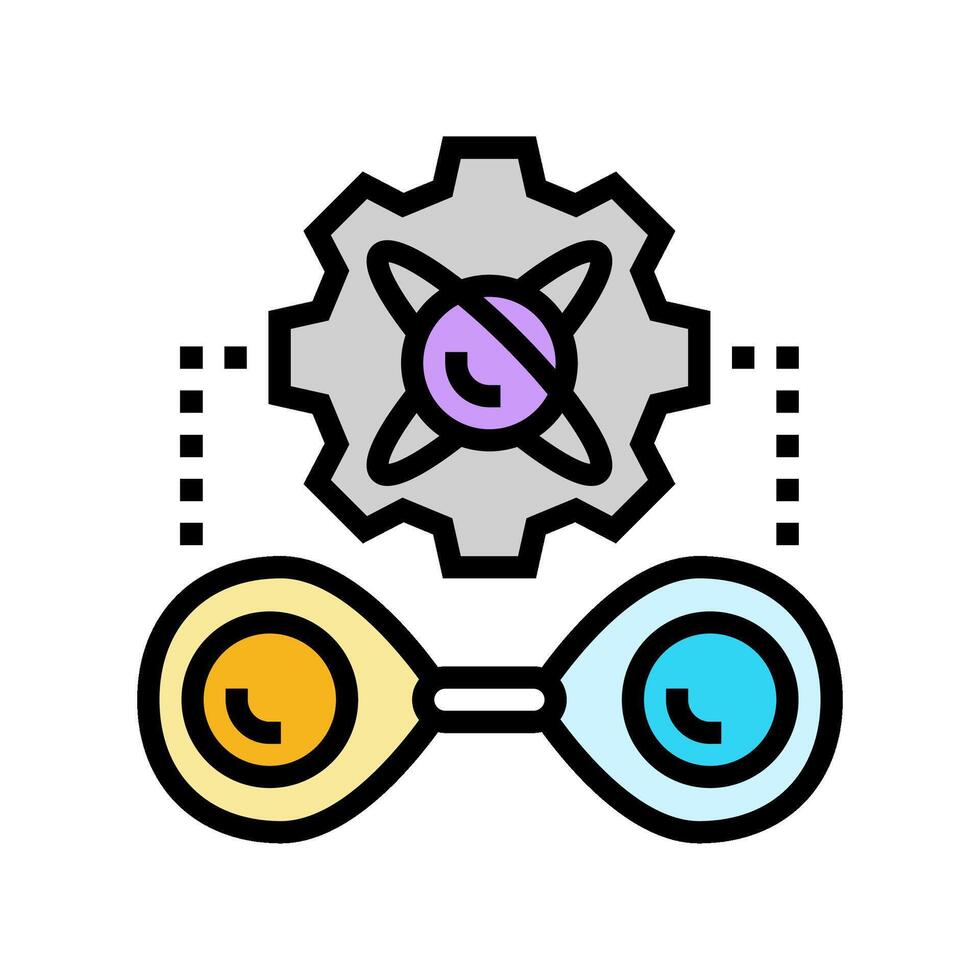 entanglement between two particles color icon illustration vector