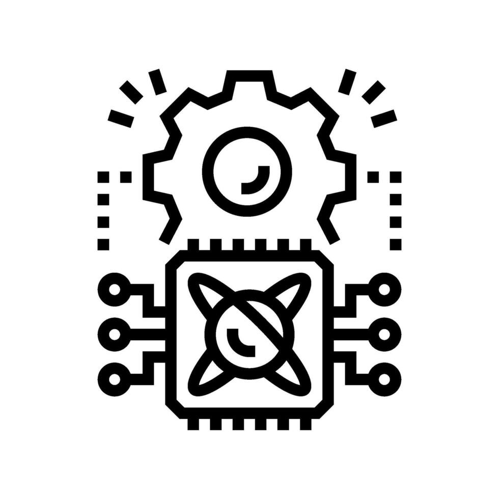 light particles interacting chip line icon illustration vector