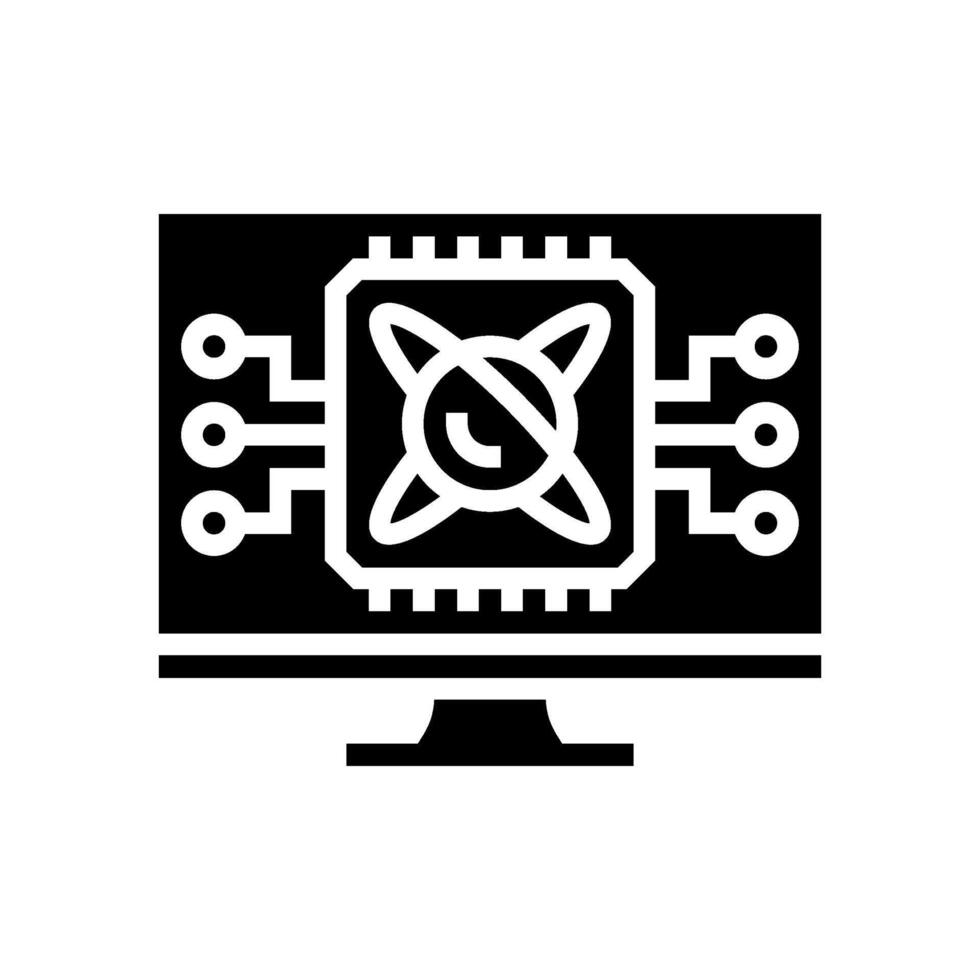 algorithm screen quantum computer glyph icon illustration vector