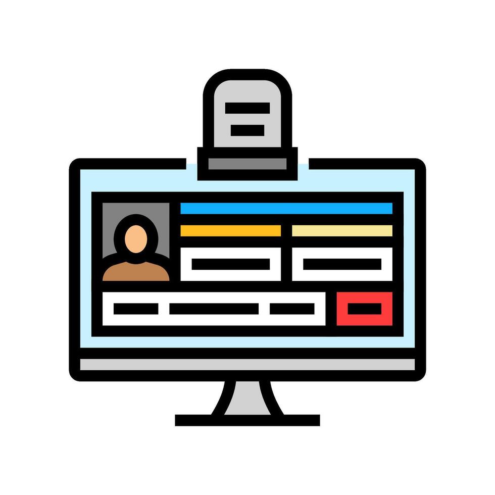 digital death record screen mortality color icon illustration vector