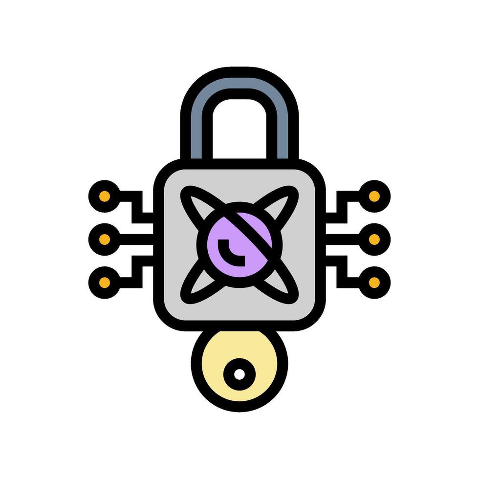 encryption lock quantum computer color icon illustration vector