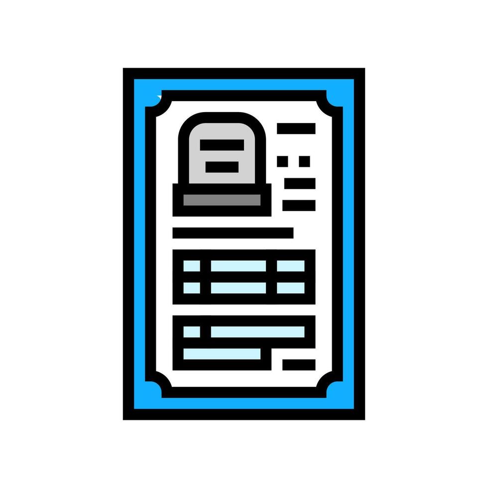 death certificate mortality color icon illustration vector