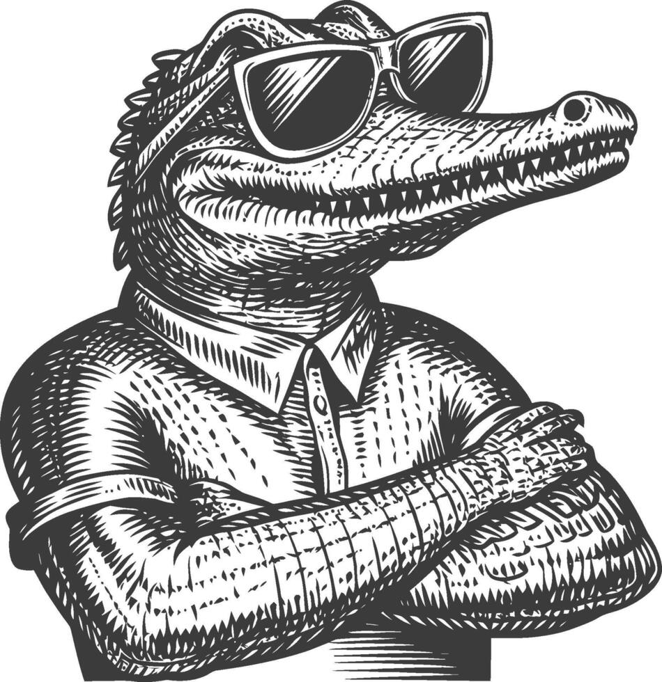 Cool Alligator Wearing Sunglasses Illustration for Fun Designs vector
