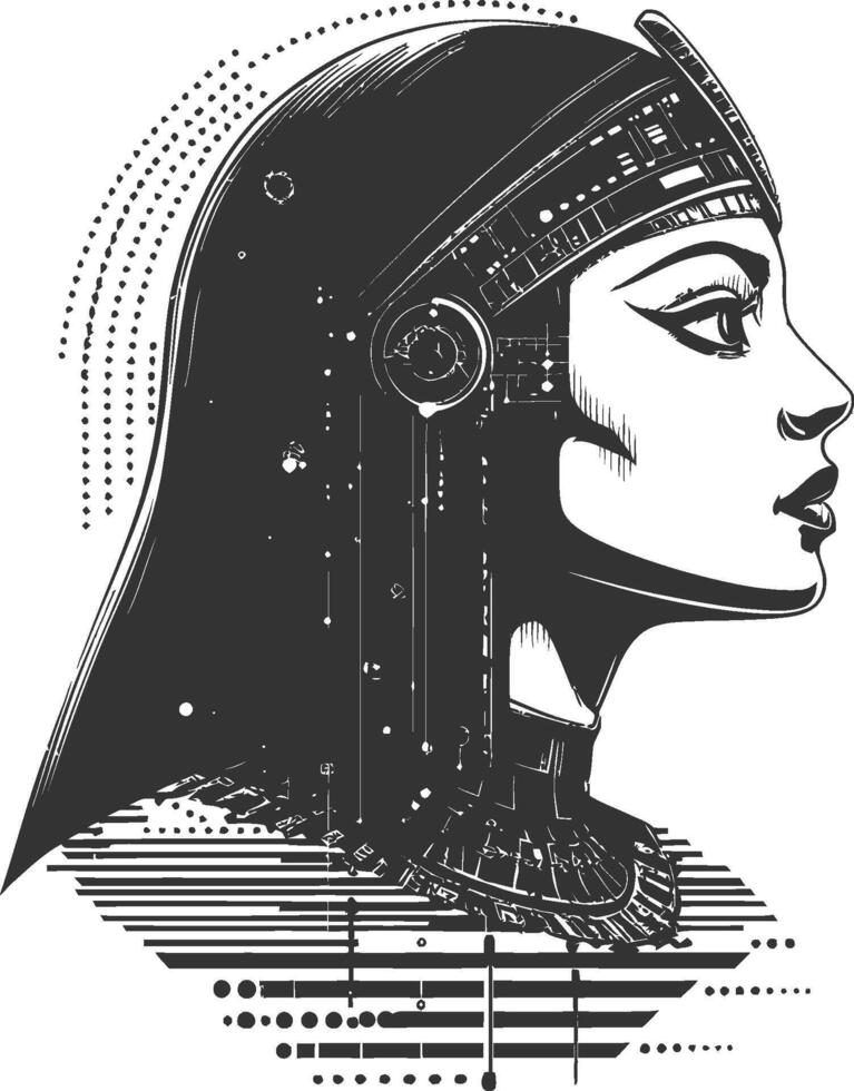 Elegant Profile Illustration of a Woman with Futuristic Elements vector