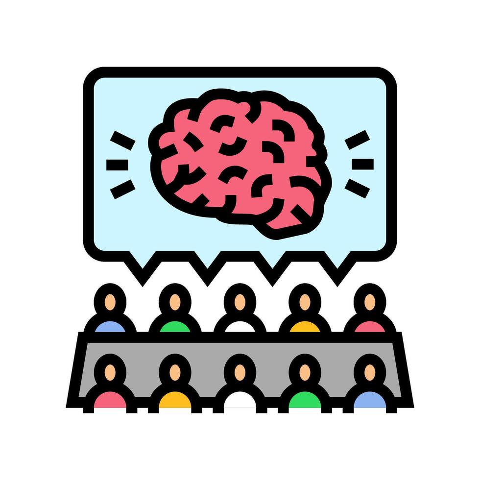 brainstorming session research development color icon illustration vector