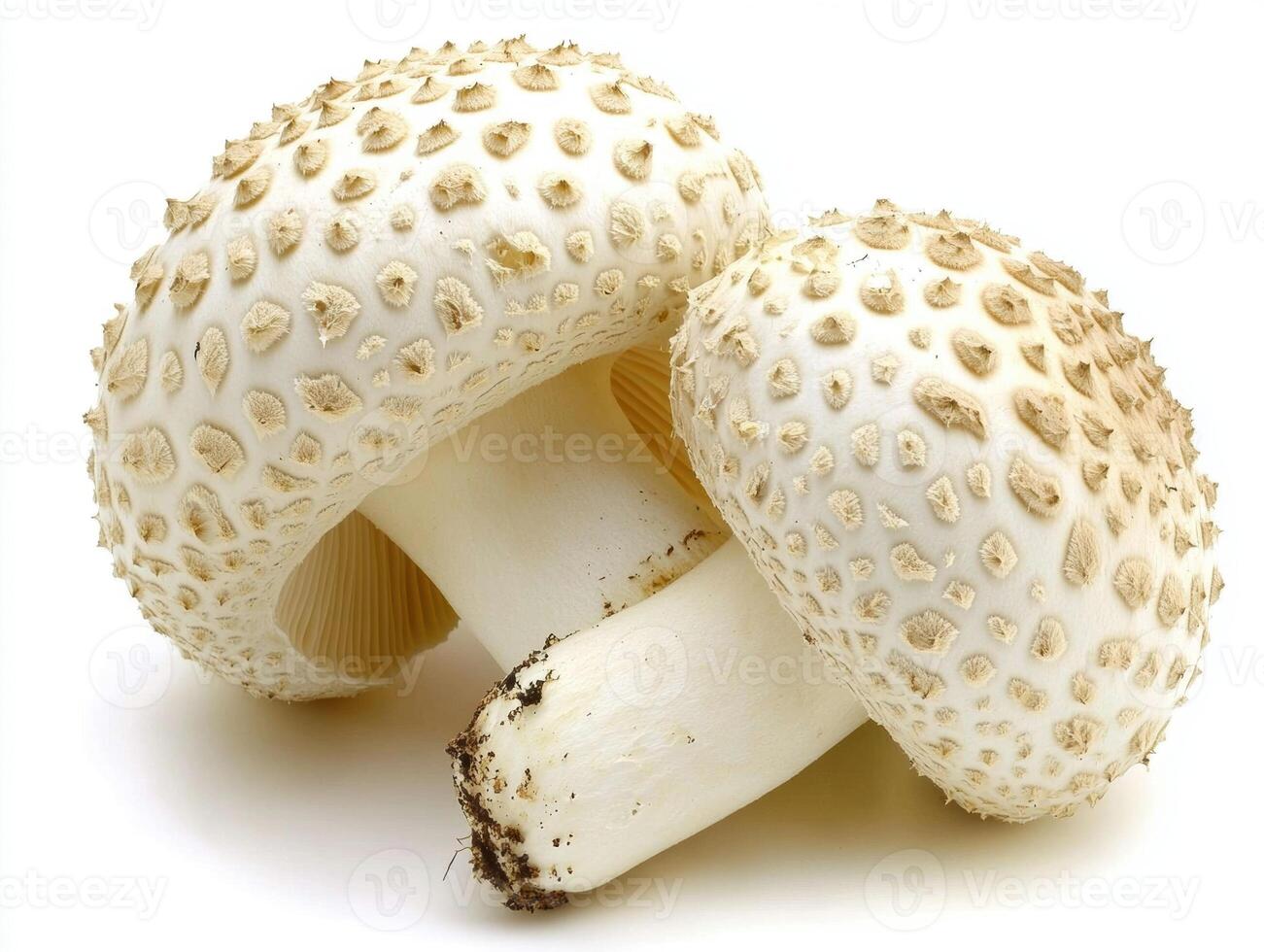 Fresh white mushrooms with textured caps in close-up view photo