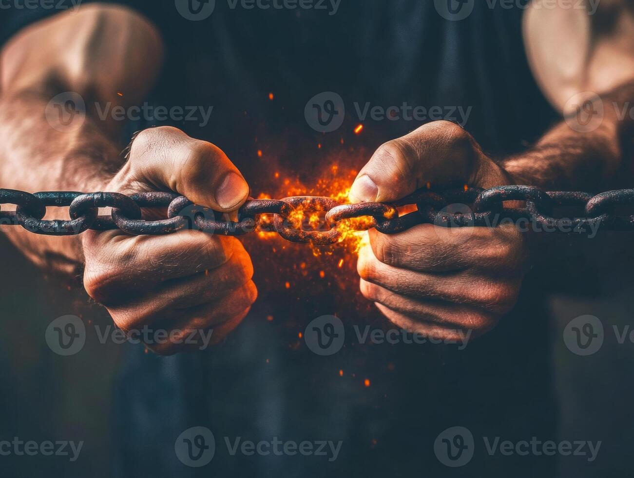 Strength and determination in breaking chains of oppression photo