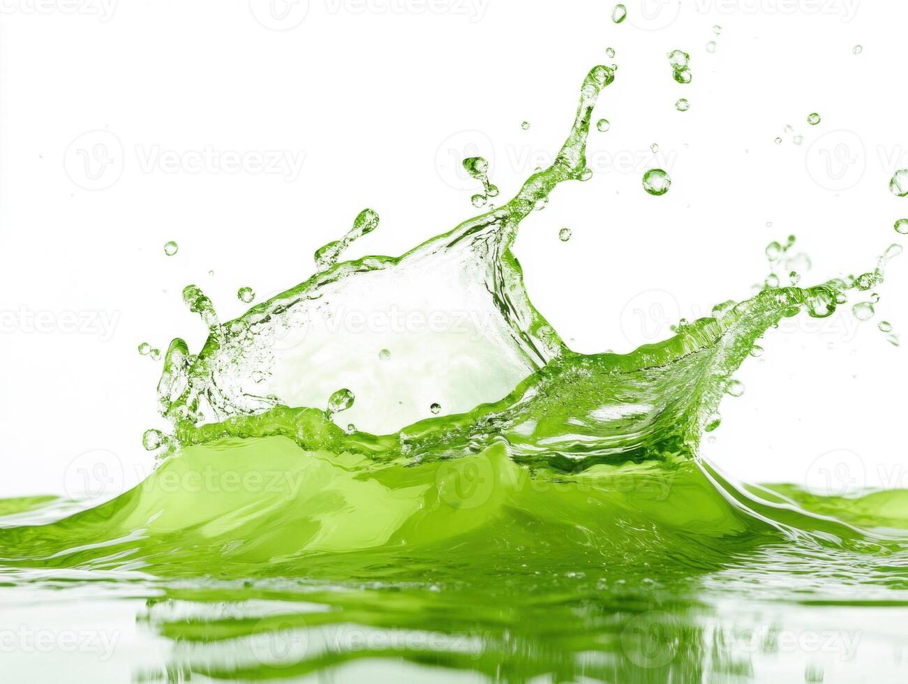 Water splash with green hue creates an artistic visual effect photo