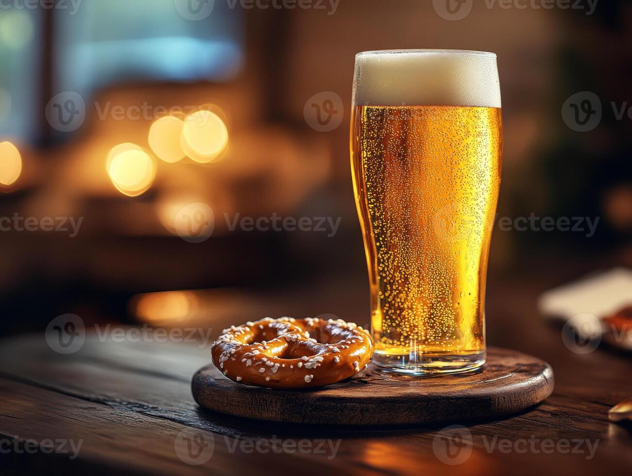 Enjoying a refreshing beverage with a tasty snack at sunset photo