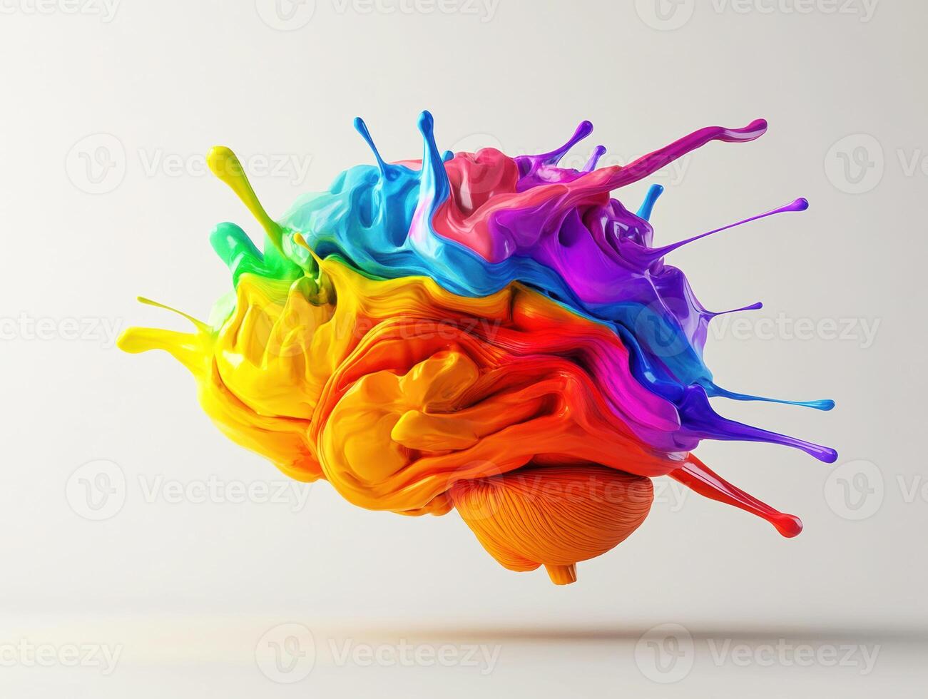 Creative splash of colors representing brain activity and imagination photo