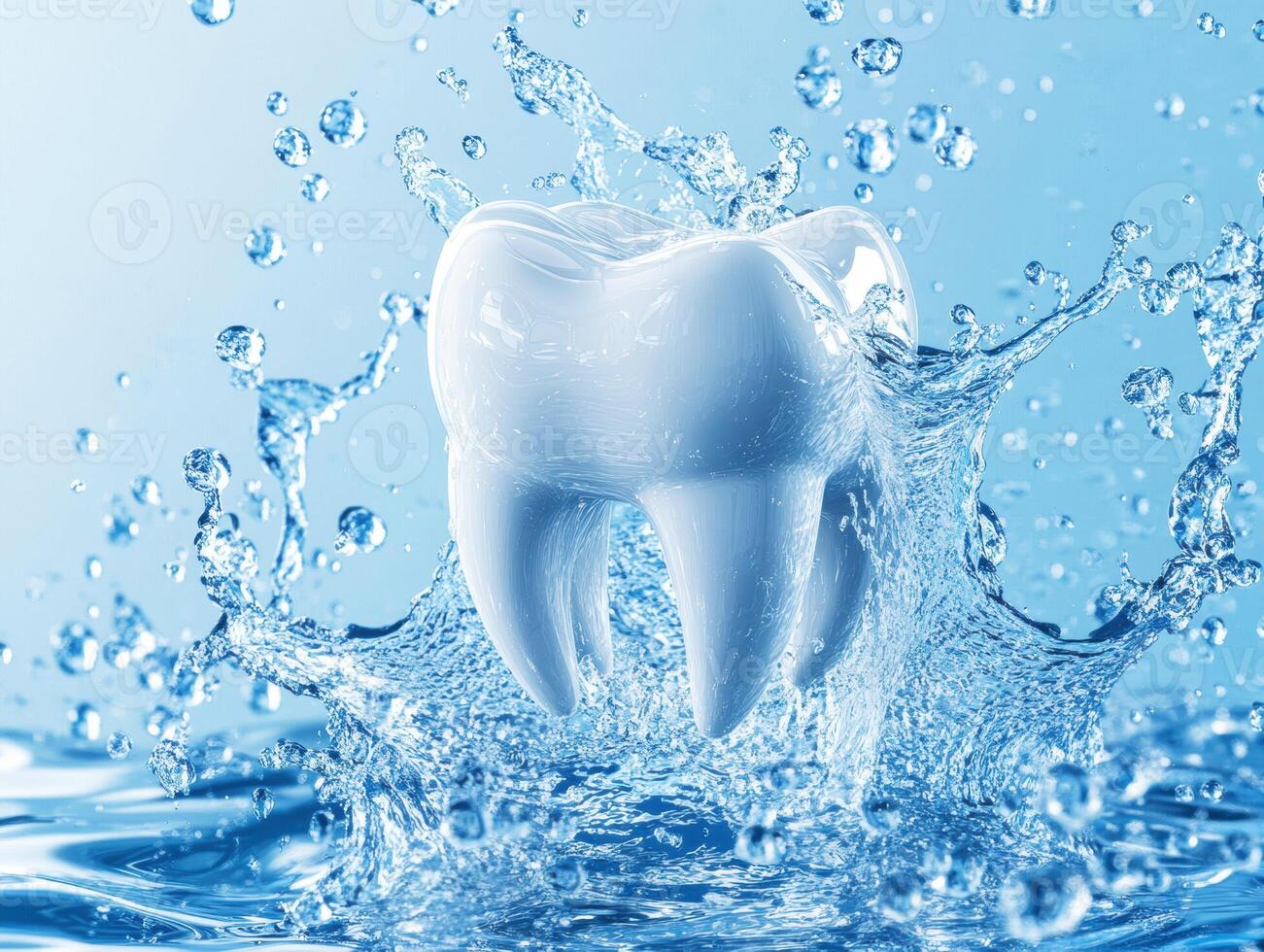 Tooth splashing in water creates refreshing dental imagery photo