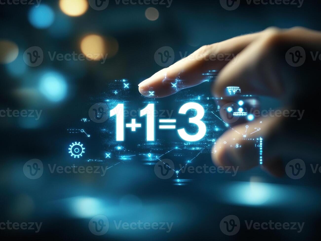 Visual representation of digital calculation demonstrating the concept of illogical equations in a futuristic setting photo