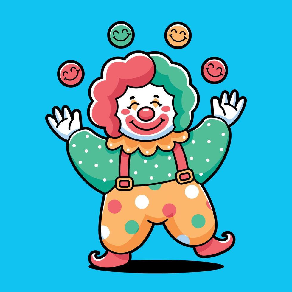 A cartoon clown with balls in his hands vector